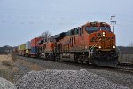 BNSF 7092 Heads up a Eastbound stack toward la plata mo.